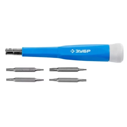 Набор ЗУБР Отвертка &quot;ЭКСПЕРТ&quot; для точных работ,CR-V,сменные двусторонние биты TORX, 5предметов 25621-H5 купить в Екатеринбурге