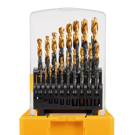 Набор сверл по металлу, 1-10 мм, HSS-Tin, Golden Tip, 19 шт Denzel 72321 купить в Екатеринбурге