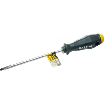 Отвертка KRAFTOOL, Cr-Mo-V закалённый стержень, двухкомпонентная противоскользящ рукоятка, SL 6,5x1,2x150мм 25007-6.5-150 купить в Екатеринбурге