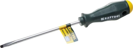 Отвертка KRAFTOOL, Cr-Mo-V закалённый стержень, двухкомпонентная противоскользящ рукоятка, SL 6,5x1,2x150мм 25007-6.5-150 купить в Екатеринбурге