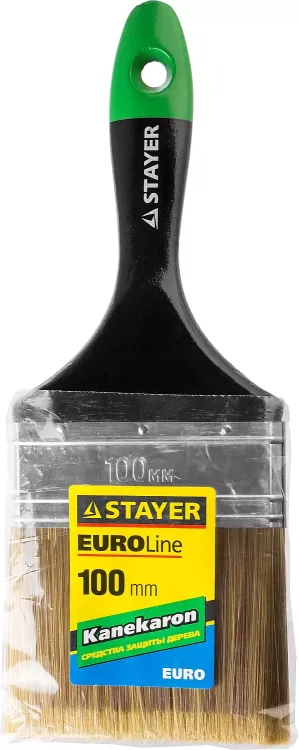 STAYER “KANEKARON-EURO”. Кисть плоская, искусственная щетина, деревянная ручка, 100мм 0106-100 купить в Екатеринбурге