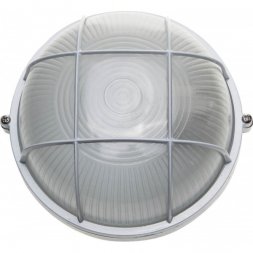 Светильник уличный СВЕТОЗАР влагозащищенный с решеткой, круг, цвет белый, 60Вт SV-57255-W
