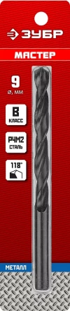ЗУБР 9.0 х 125 мм, сталь Р4М2, класс В, сверло по металлу (29605-9) купить в Екатеринбурге