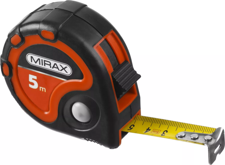 Рулетка MIRAX, 3 стопора, двухкомпонентный пластиковый корпус, 5мх25мм 34013-05-25 купить в Екатеринбурге