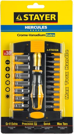 Набор STAYER &quot;MASTER&quot; HERCULES: Отвертки, Cr-V, эргономичная двухкомпонентная рукоятка, 30предм, в боксе 25055-H30 купить в Екатеринбурге
