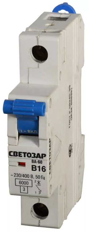 Выключатель автоматический СВЕТОЗАР 1-полюсный, 6 A,"B", откл. сп. 6 кА, 230 / 400 В SV-49051-06-B купить в Екатеринбурге