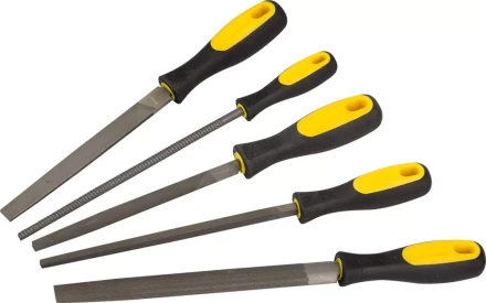 Набор STAYER &quot;PROFI&quot;: Напильники с двухкомпонентной рукояткой,плоский,полукруглый,трехгран,квадратный,круглый,№2,200мм 1682-20-H5_z01 купить в Екатеринбурге