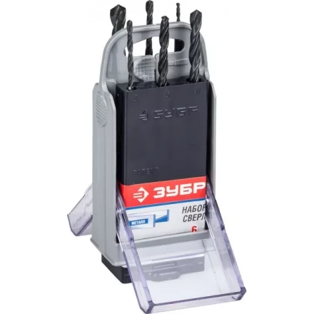 Набор ЗУБР "ТЕХНИК": Свёрла по металлу парооксидированных, быстрорежущая сталь, 2, 3, 4, 5, 6, 8мм, 6шт в супер боксе 4-29605-H6-SB купить в Екатеринбурге