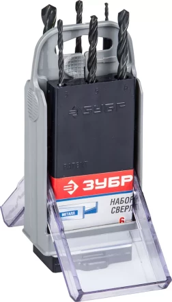 Набор ЗУБР "ТЕХНИК": Свёрла по металлу парооксидированных, быстрорежущая сталь, 2, 3, 4, 5, 6, 8мм, 6шт в супер боксе 4-29605-H6-SB купить в Екатеринбурге