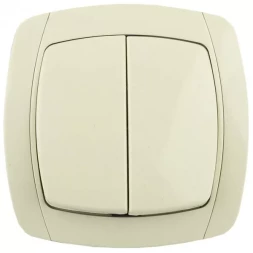 Выключатель СВЕТОЗАР &quot;CITY LIGHT&quot; двухклавишный в сборе, бежевый, 10А/~250В SV-54234-B