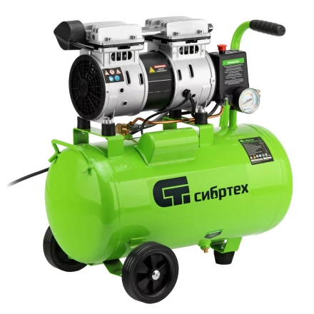 Компрессор безмаслянный малошумный Сибртех МБ 1100/24,1100 Вт, 24 л, 170 л/мин 58006 купить в Екатеринбурге