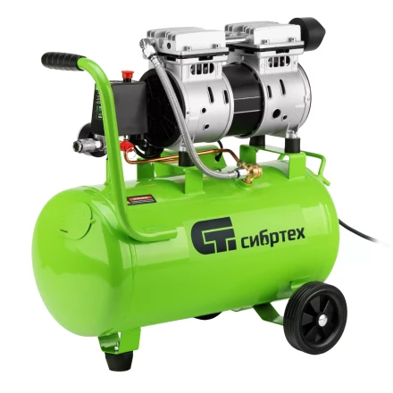 Компрессор безмаслянный малошумный Сибртех МБ 1100/24,1100 Вт, 24 л, 170 л/мин 58006 купить в Екатеринбурге