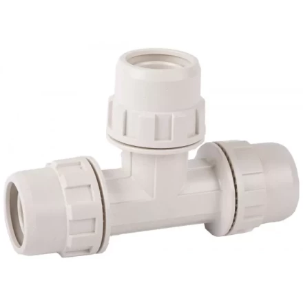 Тройник ЗУБР &quot;ШиреФит&quot; соединительный &quot;штуцер с гайкой - штуцер с гайкой - штуцер с гайкой&quot;, 32мм 51505-32 купить в Екатеринбурге