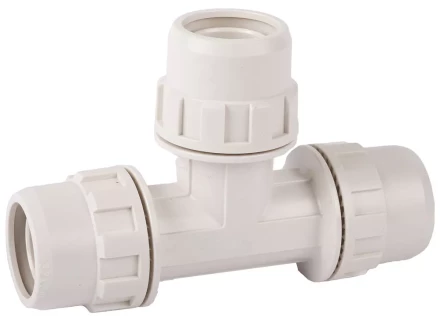 Тройник ЗУБР &quot;ШиреФит&quot; соединительный &quot;штуцер с гайкой - штуцер с гайкой - штуцер с гайкой&quot;, 32мм 51505-32 купить в Екатеринбурге