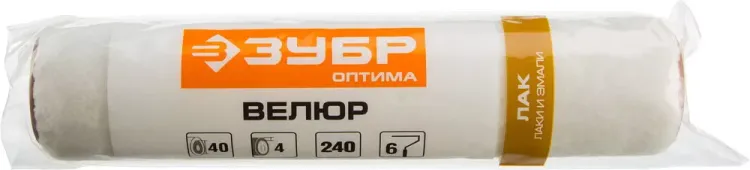 Ролик малярный сменный ЗУБР "ОПТИМА - ВЕЛЮР" , ворс 4мм, бюгель 6мм, 40х240мм 02547-24 купить в Екатеринбурге