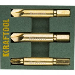 Набор экстракторов KRAFTOOL для выкручивания крепежа с износом граней шлица до 95%.PH1/PZ1,PH2/PZ2,PH3/PZ3,3 предмета 26770-H3