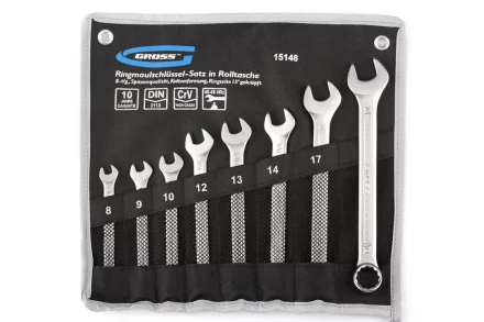 Набор ключей комбинированных 8-19 мм 8 шт CrV холодный штамп GROSS 15148 купить в Екатеринбурге