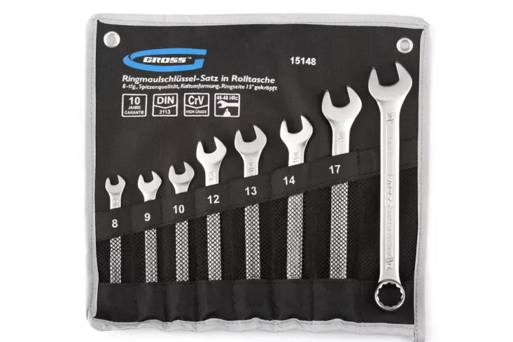Набор ключей комбинированных 8-19 мм 8 шт CrV холодный штамп GROSS 15148 купить в Екатеринбурге
