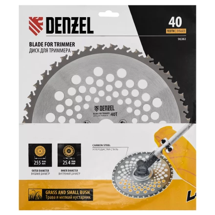 Диск для триммера Denzel 96382 , 255 х 25,4 40 зубов, Anti-Kick купить в Екатеринбурге
