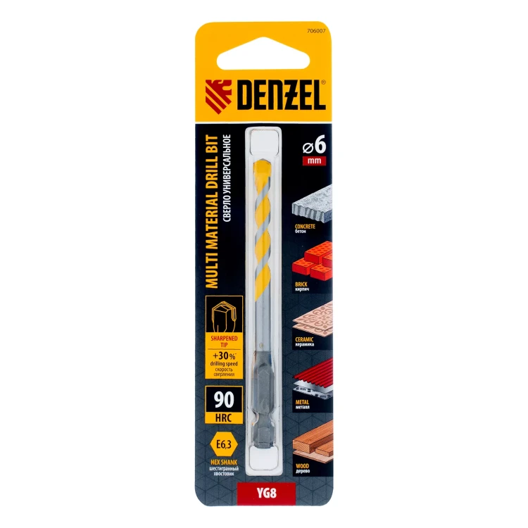 Сверло универсальное, Multi cut, 6 мм Denzel 706007 купить в Екатеринбурге