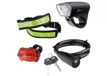 Велосипедный набор передний и задний фонари Led светоотражатель и тросовый замок Stern 90561 купить в Екатеринбурге