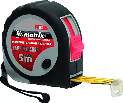 Рулетка Continuous  fixation 7,5 м х 25 мм обрезиненный корпус плавная фиксация  MATRIX 31090 купить в Екатеринбурге
