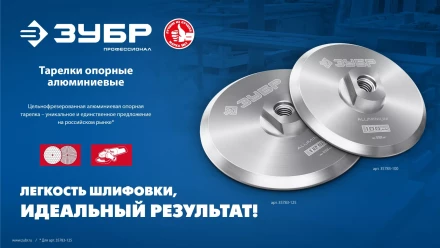 ЗУБР d 100 мм, М14, держатель алюминиевый для АГШК, ПРОФЕССИОНАЛ (35783-100) купить в Екатеринбурге