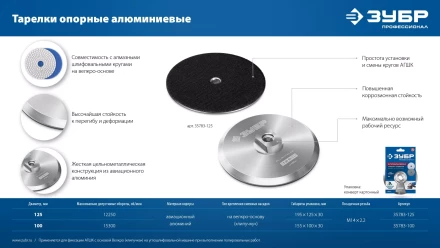 ЗУБР d 100 мм, М14, держатель алюминиевый для АГШК, ПРОФЕССИОНАЛ (35783-100) купить в Екатеринбурге