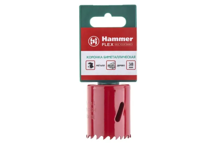 Коронка биметаллическая HAMMER Ф38х38мм 5/8" BiMETALL (224-008) купить в Екатеринбурге