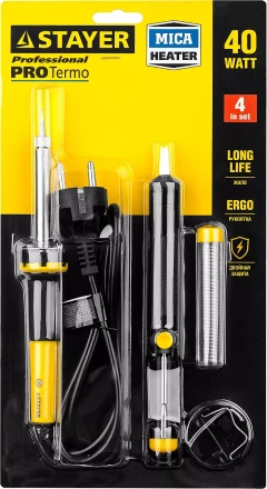 Набор STAYER &quot;PROFI&quot; для паяльных работ, 55300 +шприц + подставка + припой, 40 Вт 55316-40-H4 купить в Екатеринбурге
