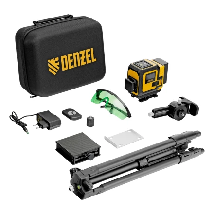 Лазерный уровень мультипризменный DLV-360-3T, 30 м, зеленый луч, Li-Ion 2,4 Aч, штатив // Denzel 350805 купить в Екатеринбурге