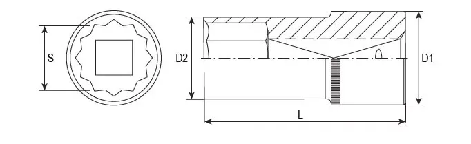 Головка торцевая 12-гранная глубокая 1/2"DR 22 мм S04HD4722 Jonnesway 49071 купить в Екатеринбурге