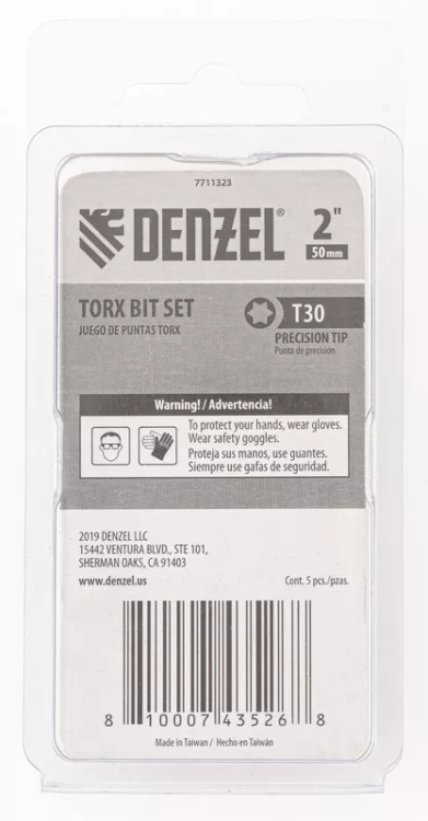 Бита T30x50, 5 шт. Denzel 7711323 купить в Екатеринбурге
