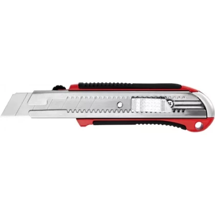 Нож URAGAN с выдвижным сегментированным лезвием, металлический обрезиненный корпус, автостоп, сталь У8А, 25мм 9185 купить в Екатеринбурге