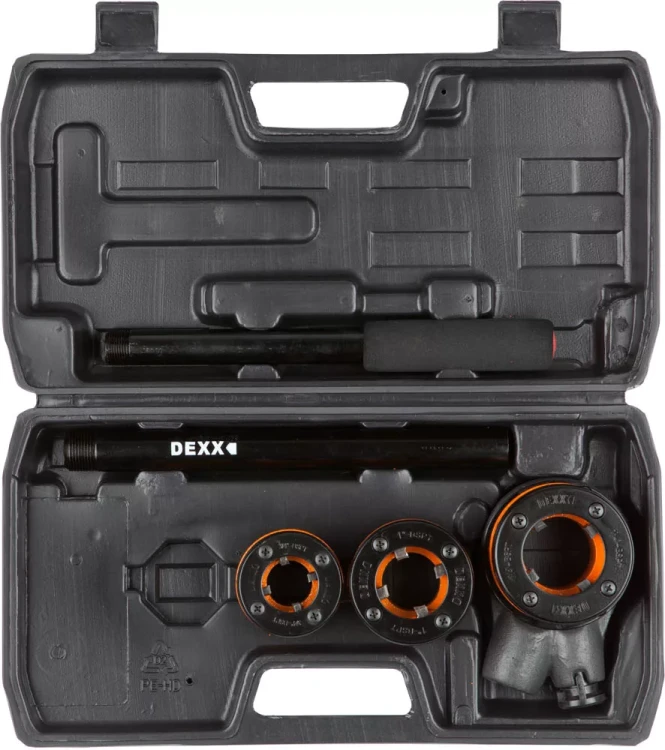 Набор DEXX: Клуппы трубные, с трещоткой 620мм, №3: 1/2", 3/4", 1" 28280-H3 купить в Екатеринбурге