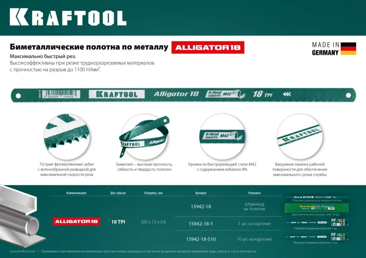 Полотна по металлу Alligator 15942-18 купить в Екатеринбурге