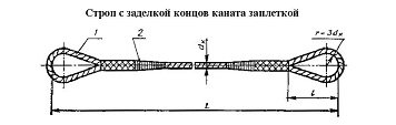 Строп канатный петлевой СКП 0.5 т L=1.5 м заплет купить в Екатеринбурге