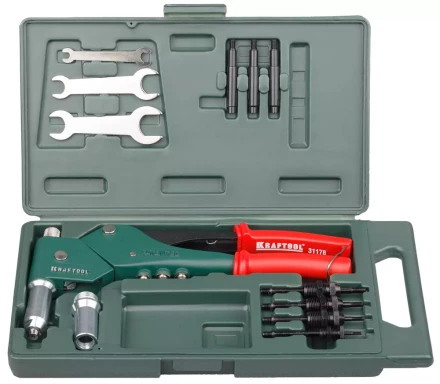 Заклепочник поворотный 0-360°, KRAFTOOL &quot;RX-33&quot; 31178, резьбовые М3, М4, М5, М6, вытяжные d=2,4-4,8 мм, штифты М4, М5, М6 из Al, стали, нерж стали 31178 купить в Екатеринбурге