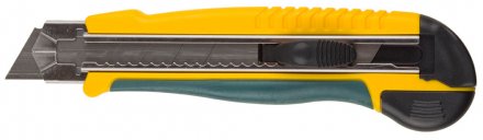 Нож с сегментирован лезвием, KRAFTOOL 09197, двухкомпонент корпус, автостоп, допфиксатор, кассета на 5 лезвий, 25 мм 9197 купить в Екатеринбурге