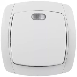 Выключатель СВЕТОЗАР &quot;CITY LIGHT&quot; одноклавишный в сборе, с подсветкой, белый, 10А/~250В SV-54231-W