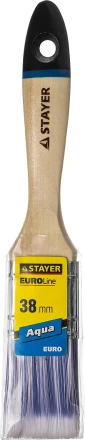 Кисть плоская STAYER &quot;EURO&quot;, &quot;AQUA&quot; для воднодисперсионных и акриловых ЛКМ, искусств щетина, деревя ручка, 1,5&quot;/38мм 01062-038 купить в Екатеринбурге