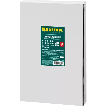 Наборы ключей комбинированных KRAFTOOL, Cr-V, DIN 3110, в EVA-ложементе 27079-H18E купить в Екатеринбурге