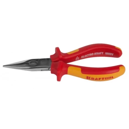 Тонкогубцы &quot;ELECTRO-KRAFT&quot;, Cr-Mo сталь, двухкомпонентная маслобензостойкая рукоятка, хромированное покрытие, 160мм. KRAFTOOL 2202-3-16 2202-3-16_z01 купить в Екатеринбурге