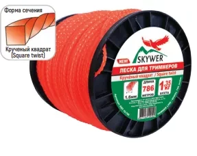 Леска для триммера SQUARE TWIST (квадрат крученый) катушка 4,0ММХ120М купить в Екатеринбурге