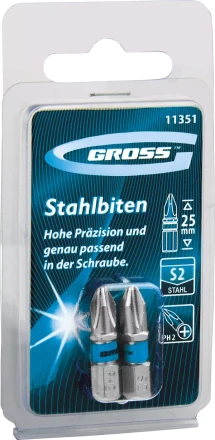 Набор бит РН2х25, сталь S2, 2шт GROSS 11351 купить в Екатеринбурге