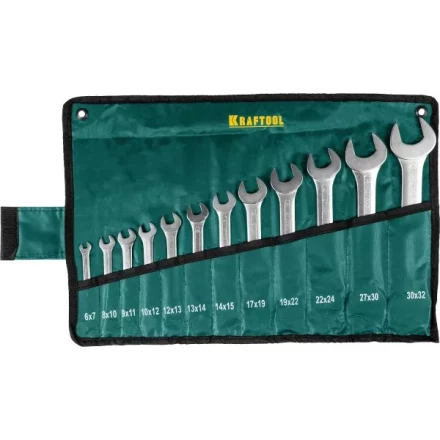Набор рожковых гаечных ключей 12 шт, 6 - 32 мм, KRAFTOOL 27033-H12 купить в Екатеринбурге