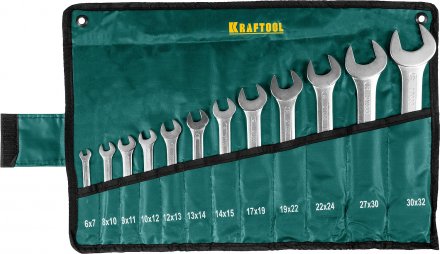 Набор рожковых гаечных ключей 12 шт, 6 - 32 мм, KRAFTOOL 27033-H12 купить в Екатеринбурге
