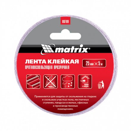 Лента клейкая противоскользящая прозрачная 25 мм x 5 м Matrix 88709 купить в Екатеринбурге