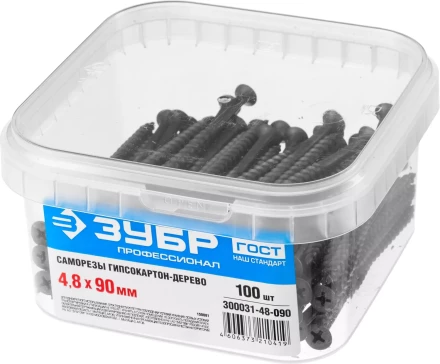 Саморезы фосфатированные с крупной резьбой, гипсокартон-дерево, ЗУБР 300031-48-090, PH2, 4,8 x 90 мм, 100 шт 300031-48-090 купить в Екатеринбурге