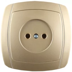 Розетка СВЕТОЗАР &quot;АКЦЕНТ&quot; одинарная в сборе, без заземления, цвет золотой металлик, 16А/~250В SV-54200-GM